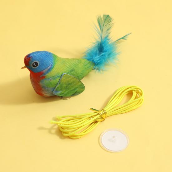 Interaktives Zwitschernder Vogel Katzenspielzeug Realistischer Plüschvogel mit Federberührung aktiviertes Kätzchenspielzeug mit lebensechtem Zwitschergeräusch für Drinnen