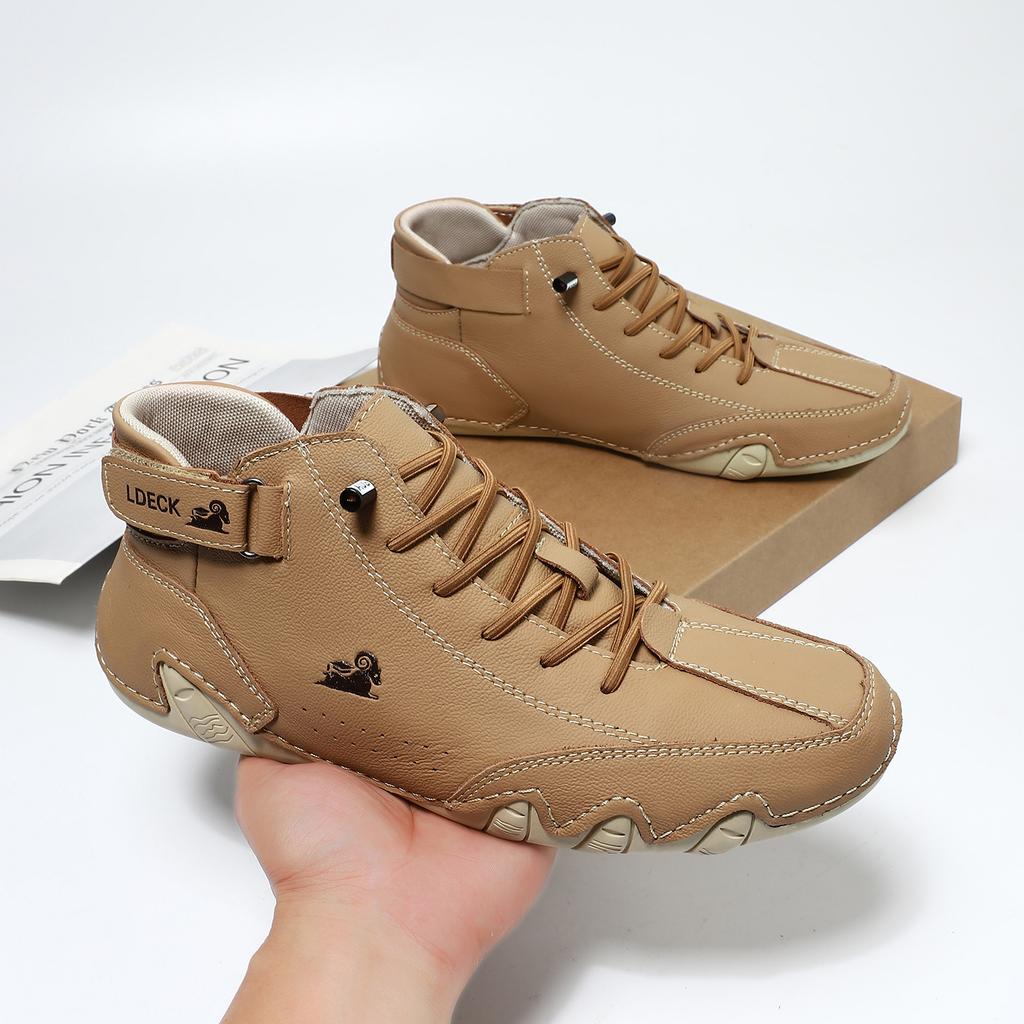 First layer cowhide high-top Martin boots cotton shoes octopus autumn and winter velvet men's shoes outdoor shoes