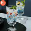 Hi Glass Cup Lovely Ručně malované Flowers Goblet Ice Cream Cup 280ml