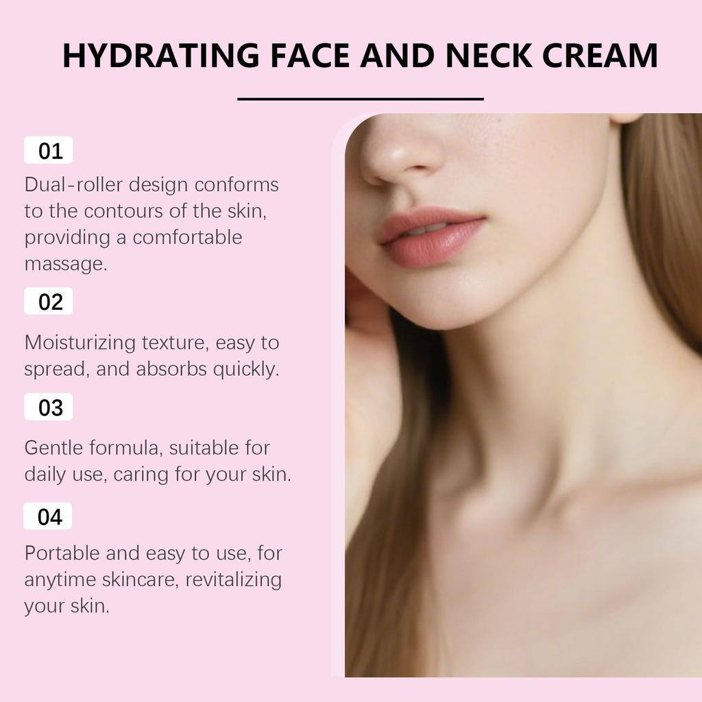 Roller Neck Cream, Face & Neck Care, Soft & Tender Skin, Hydrating & Smooth Neck Roller Massage Cream