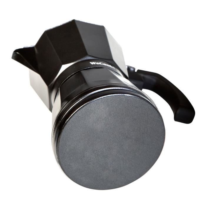 Cafetière expresso italienne induction, aluminium 9 tasses de café, vitrocérame wecook luccia noir 50324
