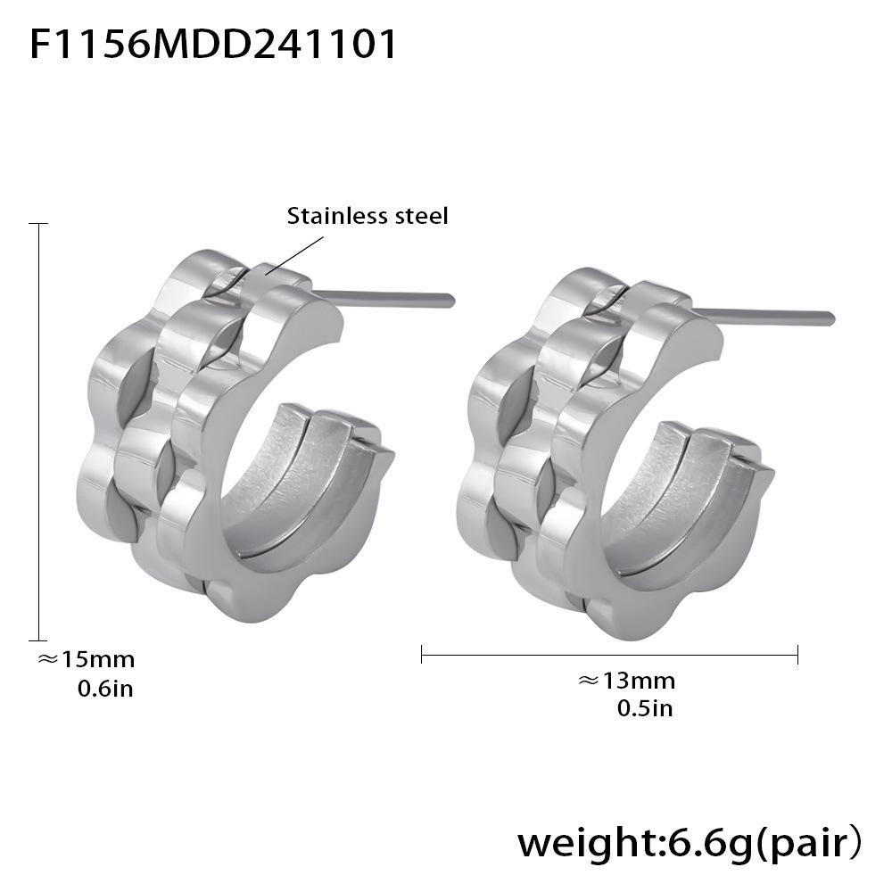 

Mili INS Style C-Shaped Fashion Earrings: 18k Gold-Plated Stainless Steel with Textured Strap Design for Women