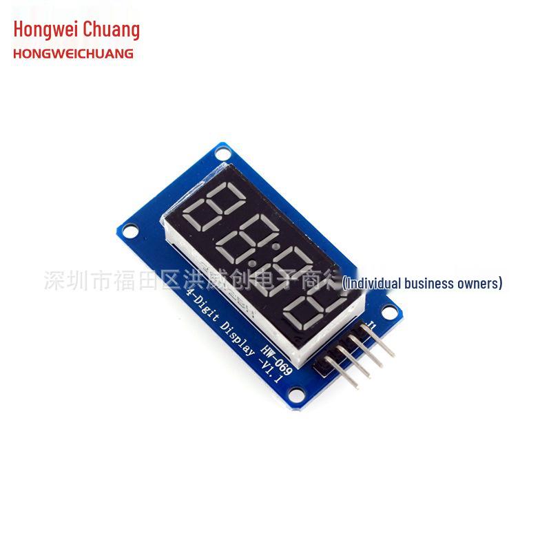 TM1637 LED Display Module: 4-Digit, Adjustable Brightness, Clock Point.