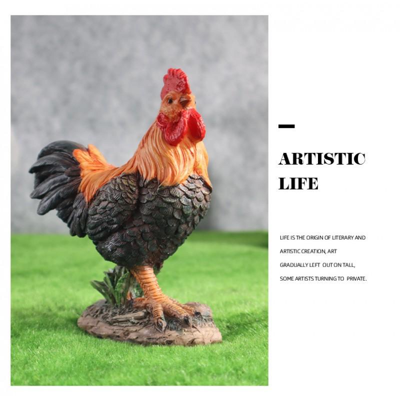 Rustic Farmhouse Rooster Hen With Three Chicks Garden Decor Resin Figurine Outdoor Yard Ornament