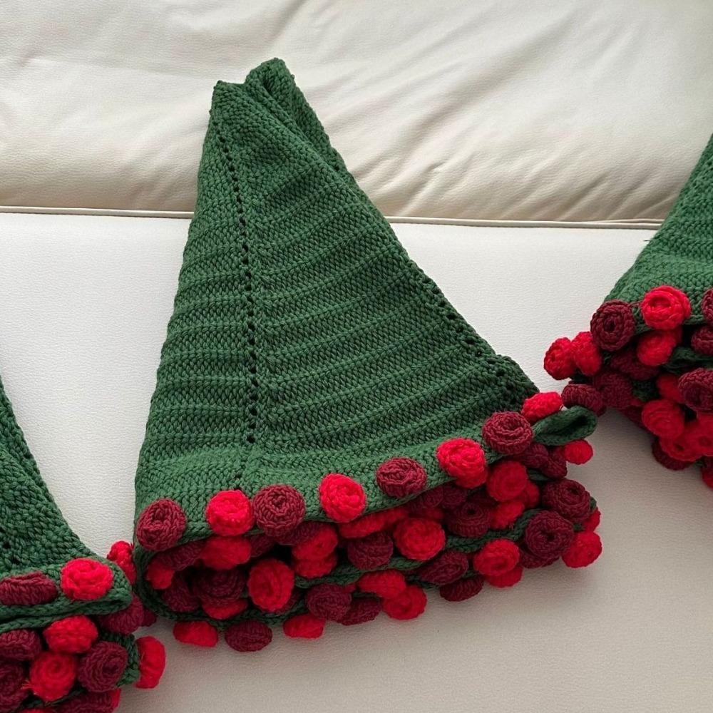 Green Rose Bouquet Blanket Fashion Rose Nap Blanket Knitted Flower Blanket  Mother's Day