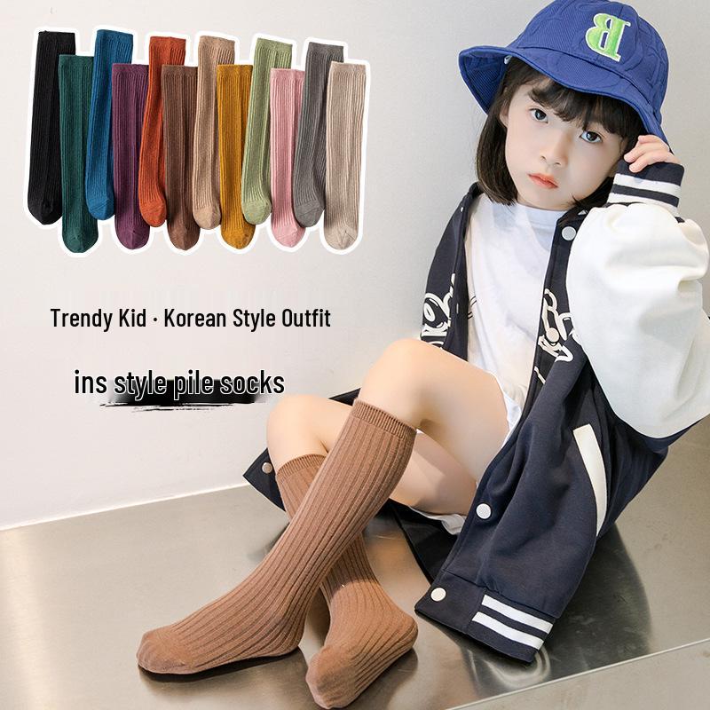Kinder Kniestrümpfe im koreanischen Stil, einfarbig, Frottee - Mittel & Groß Mädchen Geruchsresistent, Atmungsaktiv