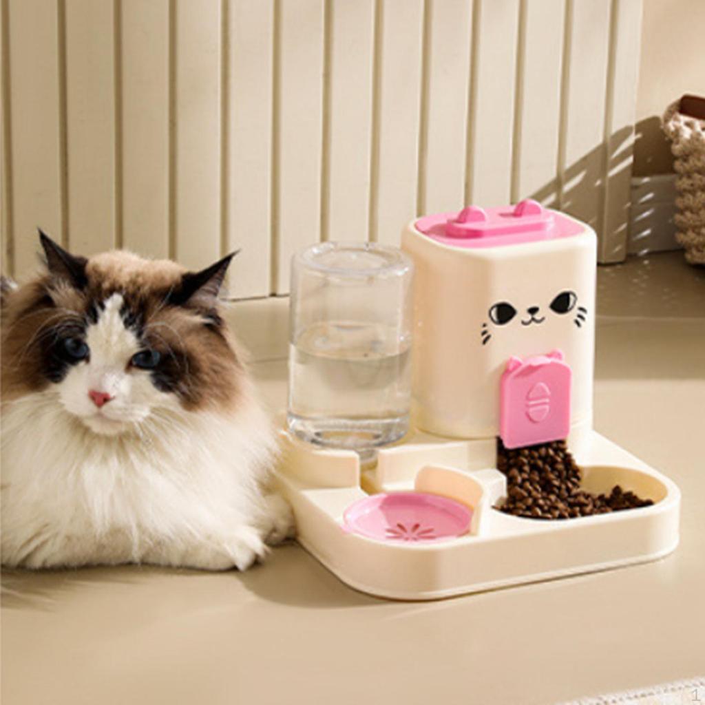 2 In 1 Automatic Pet Feeder Cats Water Container Cat Food Bowl for Small Dogs