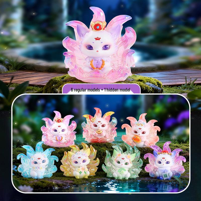 Qingqiu Nine-Tailed Fox Blind Box Figurine - Trendy New Year Gift & Desktop Decoration