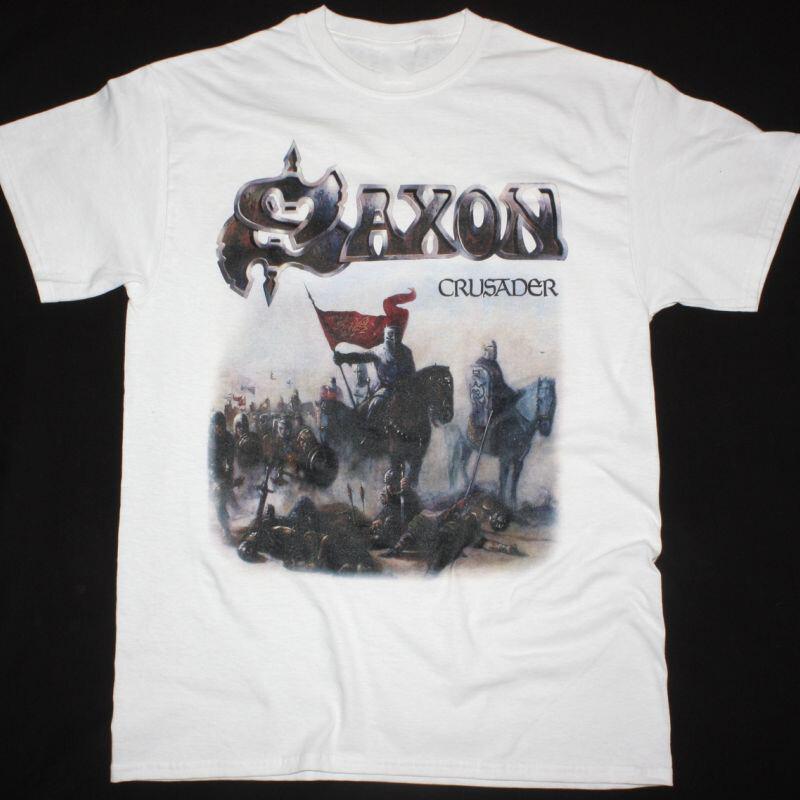 SAXON CRUSADER Band member White  Black Unisex Unisex T-Shirt XXXXL