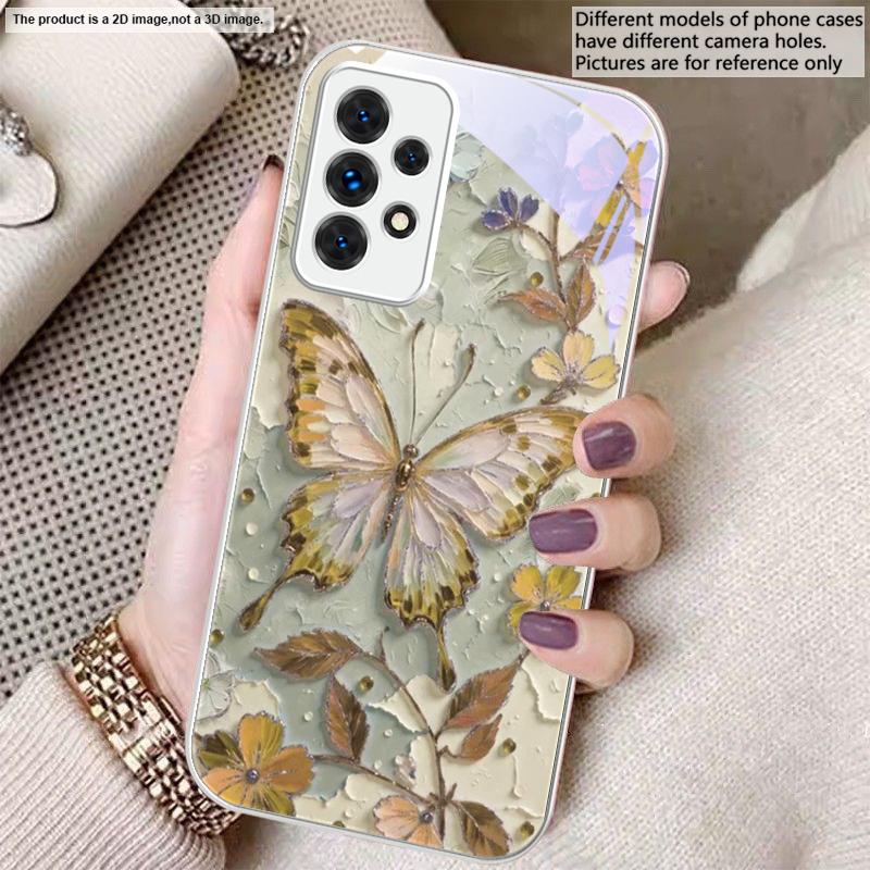 

Elegant pink butterfly For Samsung A20 30 22 23 24 25 26 A31 32 33 34 A35 42 A50 51 52 53 54 55 56 70 71 72 73 glass phone case Galaxy A20