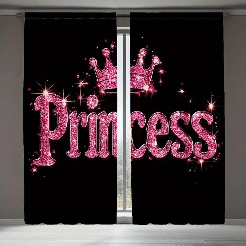 Glittering Crown Printed Curtains Pole Bag Bedroom Living Room Home Decoration Made Of Polyester Sitting Decor