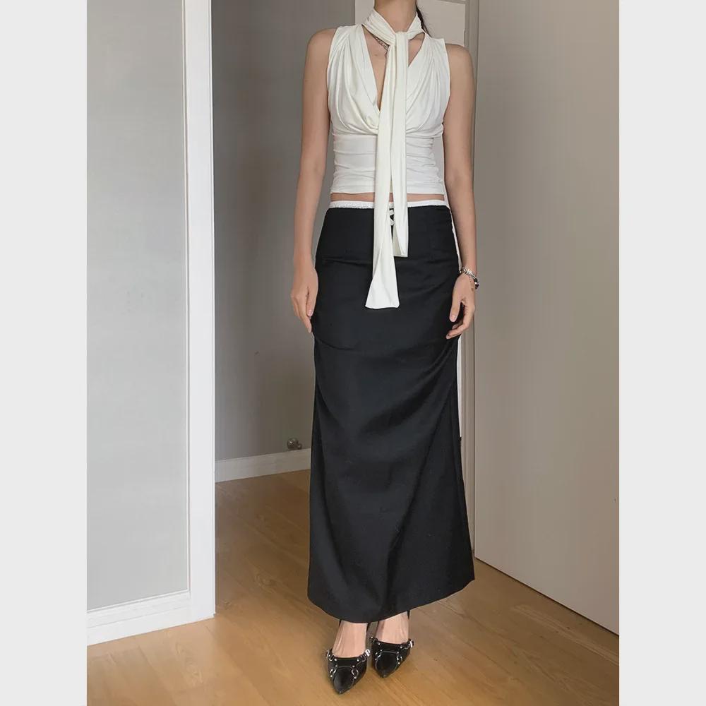 Dorothy Cowl Neck Sleeveless Halter Top with Ribbon Detail