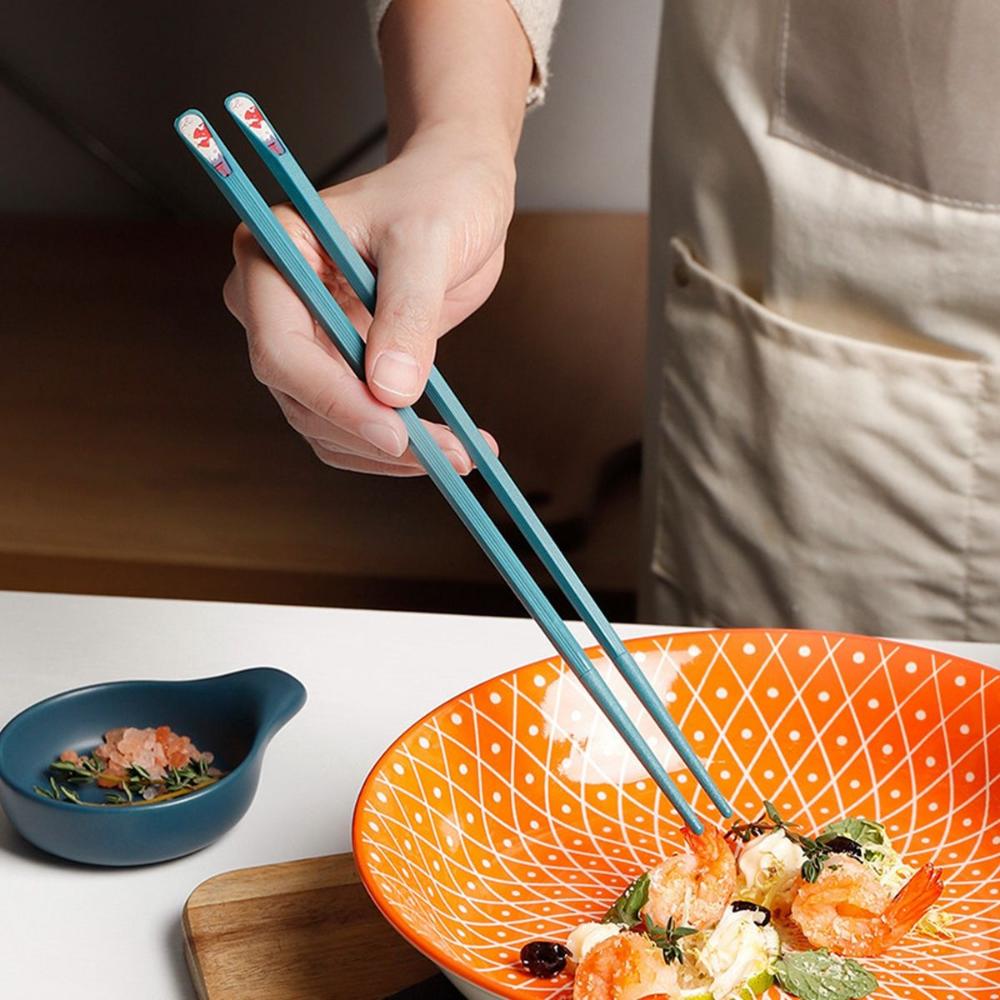 Reusable Non-slip Fiberglass Colorful Anti-bacterial Flatware Chopsticks Tableware Kitchen Utensils