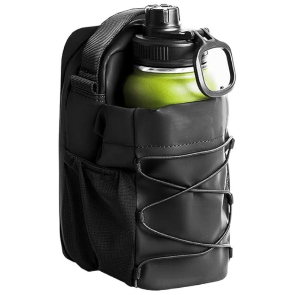 Magnetic Water Bottle Sling Bag Solid Color Multi-Pocket Cup Holder Bag Adjustable Strap Large Capacity Water Bottle Pouch