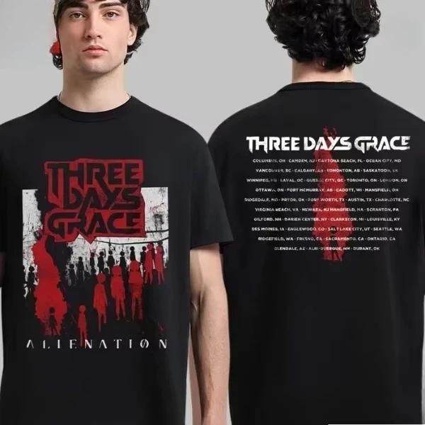Хип-Хоп Y2k Топ В тренде Three Days Grace Отчуждение Тур 2026 Мерч Двусторонняя Футболка Подходит и для Мужчин и для Женщин Унисекс L
