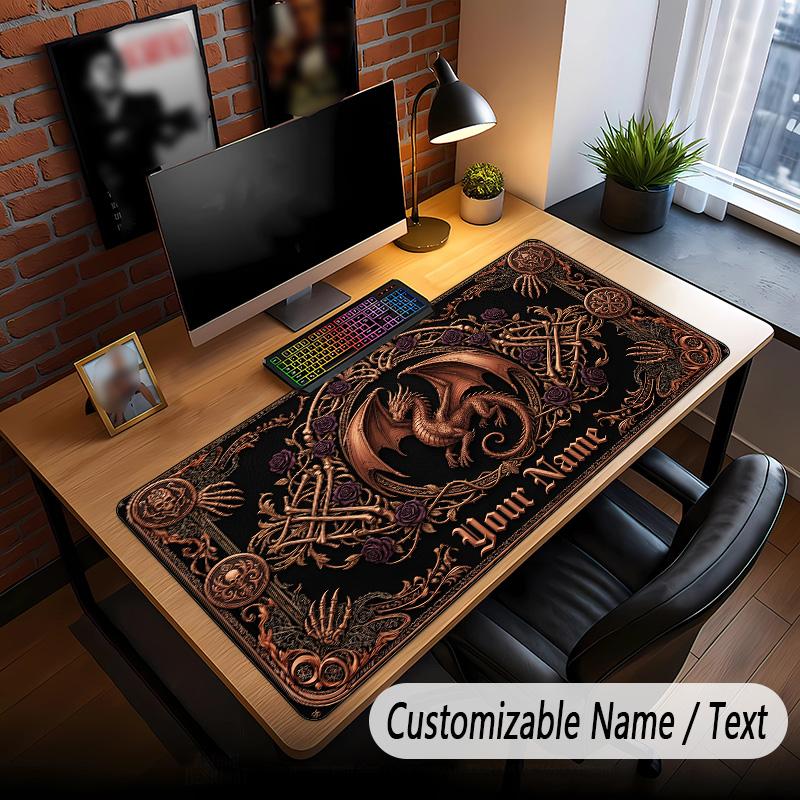 Dragon Theme Custom Mouse Pad Personalized With Name Text Customized Desk Mat For Office Home Decor