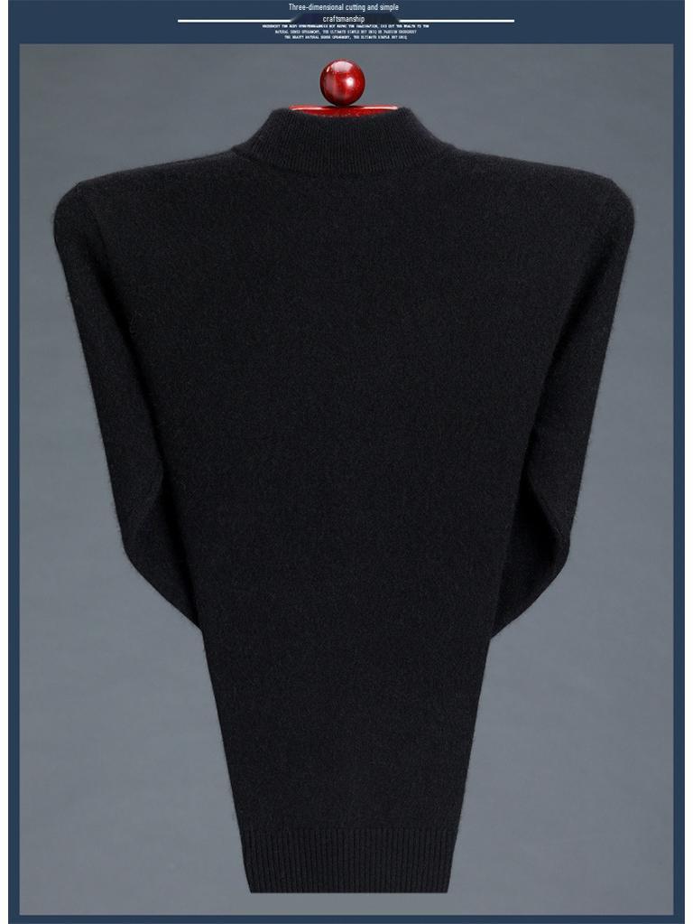 Men's Thick Cashmere Wool Sweater - Loose Fit, Round/Half-High Neck Pullover