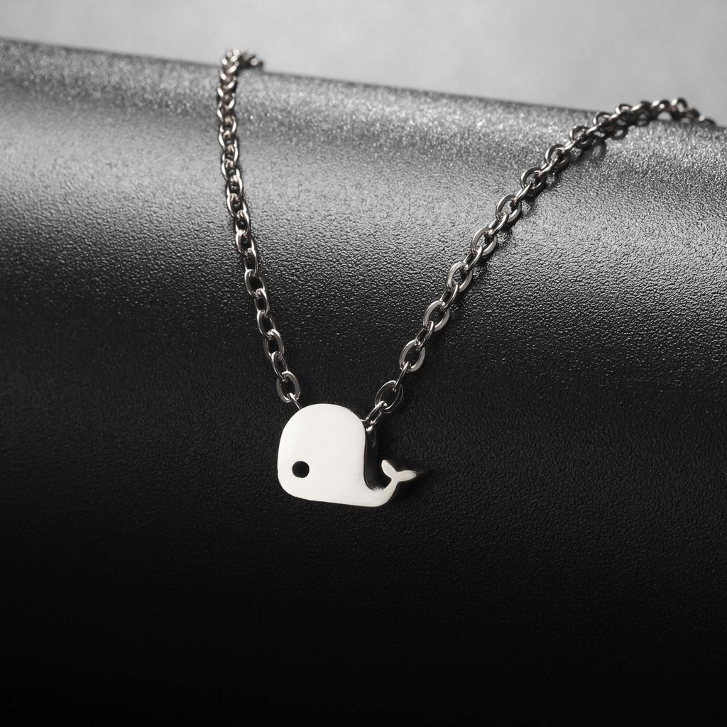 Mini Whale Pendant Necklace for Women Girls Stainless Steel Gold Color Choker Cute Marine Animal Jewelry Birthday Gift