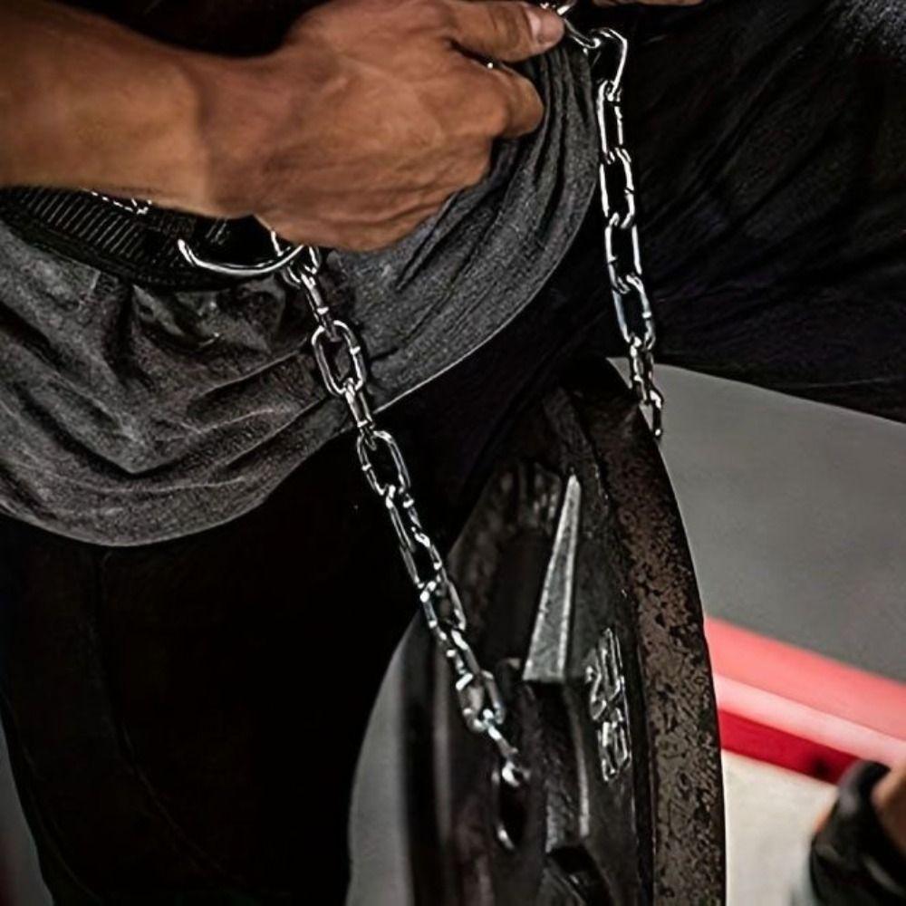 Double Layers Weighted Pull-up Belt Thicken Barbell Plates Weight Lifting Belt Sturdy Iron Chain Weighted Muscle-up Belt