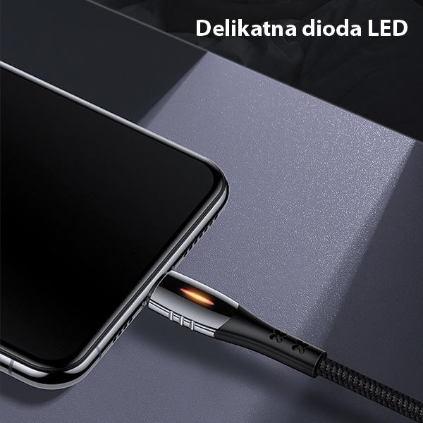 Usams Kabel Pleciony U-Tone Lightning1.2M Power-Off 2A Fast Charging Czarny/Black Sj344Usb01 (Us-Sj344)