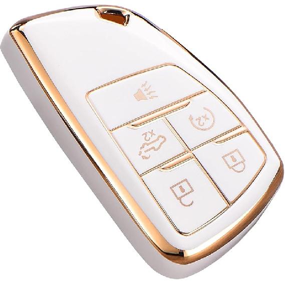 for Chevy GMC Key Fob Cover with Keychain, for Silverado 1500 GMC Sierra 1500 2500HD 3500HD Buick Envision, Soft TPU Key Shell Case Remote Smart Key