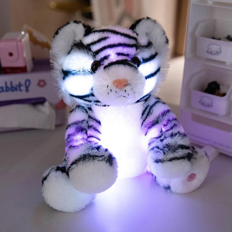 Simulation Cute Colorful Glowing Tiger Doll Plush Toy Doll Siberian Tiger Doll Rag Doll Gift