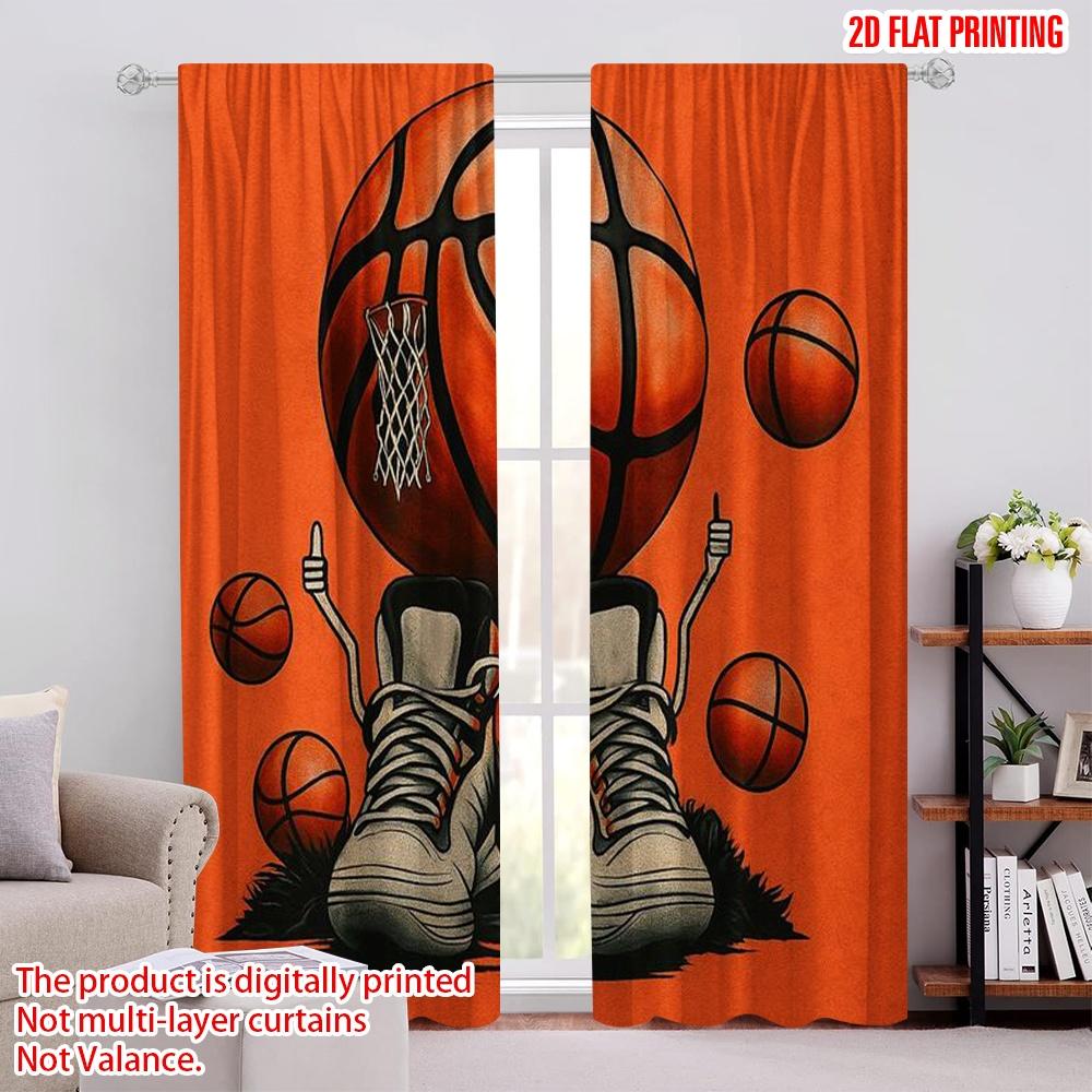 

2 шт., 2D печать на ткани для штор, баскетбольные кроссовки, универсальная ткань (без удилища) Праздничный Идеально для учебы, гостиной, 52.50 × 116.00 cm 2 pcs