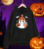 A Cute Ghost Holding A Drink Pattern Mens Hoodies Casual Autumn Pocket Streetwear Loose Hip Hop Pullovers Fleece Man Hoody