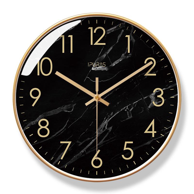 Ultra-Quiet 6278 Quartz Wall Clock with Marble Texture - Nordic Fashion for Living Room