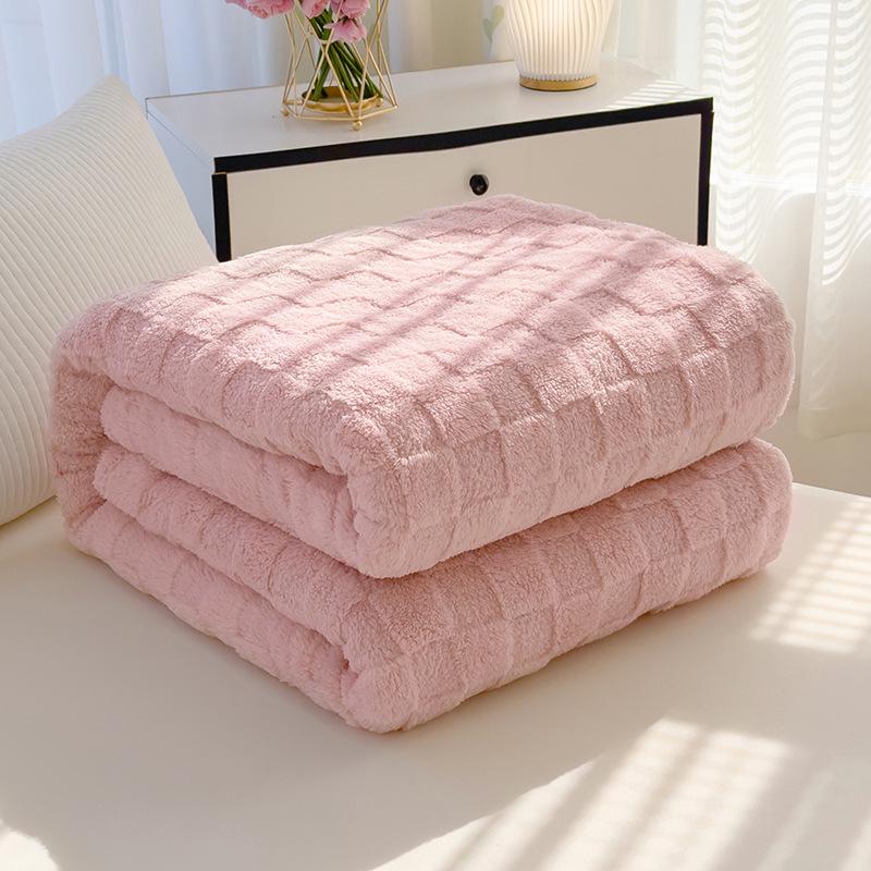 Flannel Waffle Air Conditioning Sofa Blanket - Coral Fleece Throw Gift
