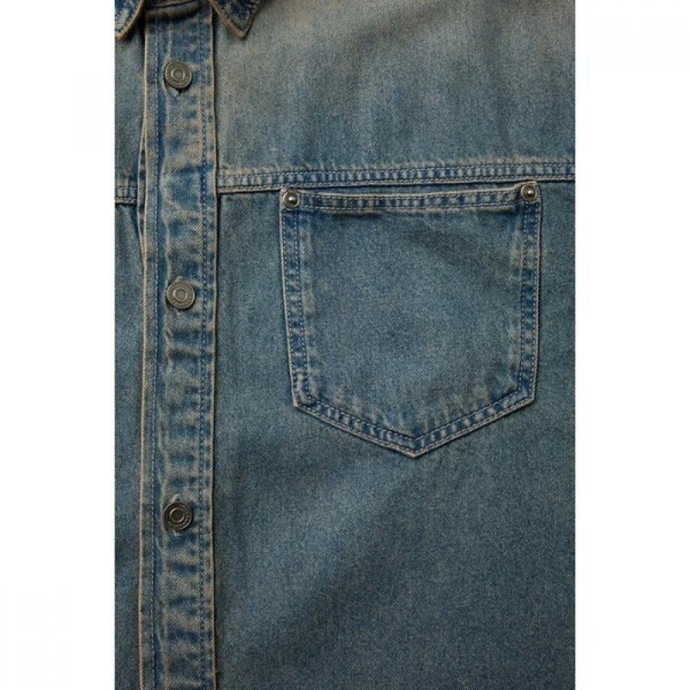 Customellow Oversized Fit Blue Denim Shirt C9sam26211bux