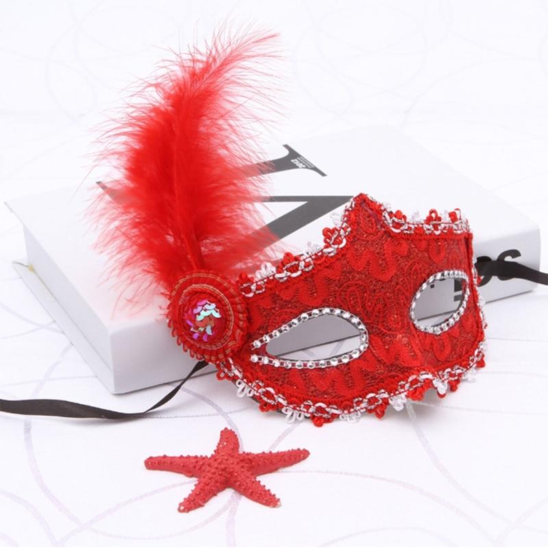 Costume Mask Feather Masquerade Mask Halloween Mardi Gras Cosplay Party Masque
