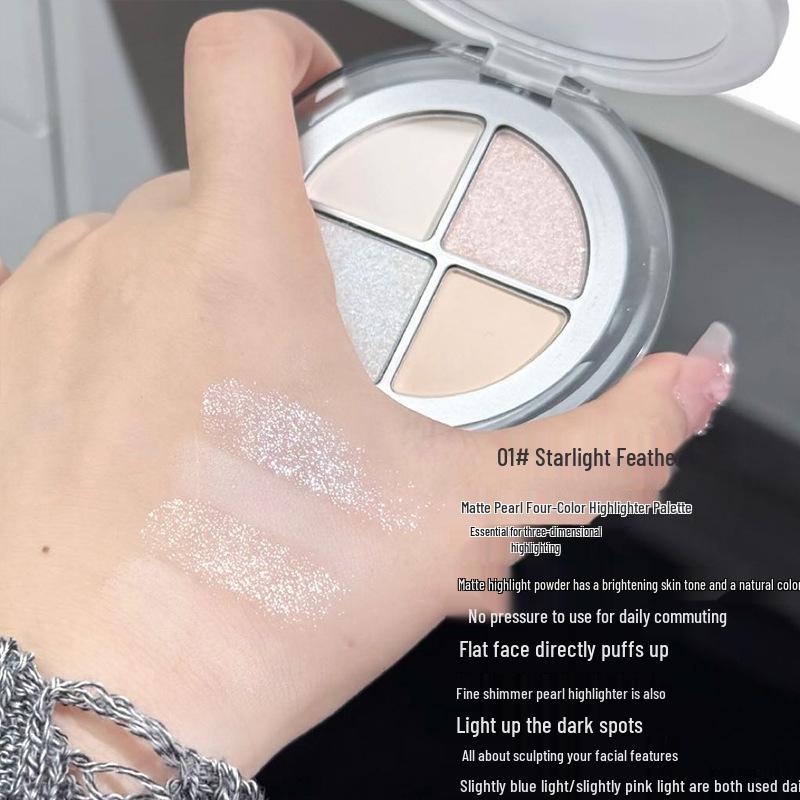 Art Value Iridescent Multi-Color Highlighter: Brightening & Contouring Shimmer Powder with Fine Shimmer Cream for Portable Makeup 2g + 1.8g x 2 + 1.6g