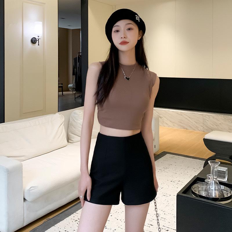 2024 New Style High-Waisted A-Line Black Shorts for Women - Slimming, Spicy American Summer Look
