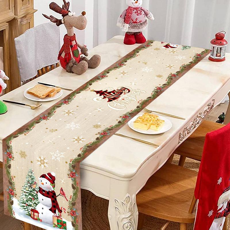 Christmas Ball Buffalo Plaid Table Runner Merry Christmas Decorations For Home Decor Xmas Table Flag Cover Gifts Happy New Year
