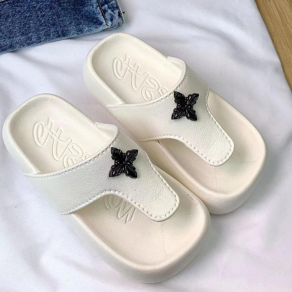 New summer versatile T-word with stars accessories slippers women's outer wear material thick-soled slippers