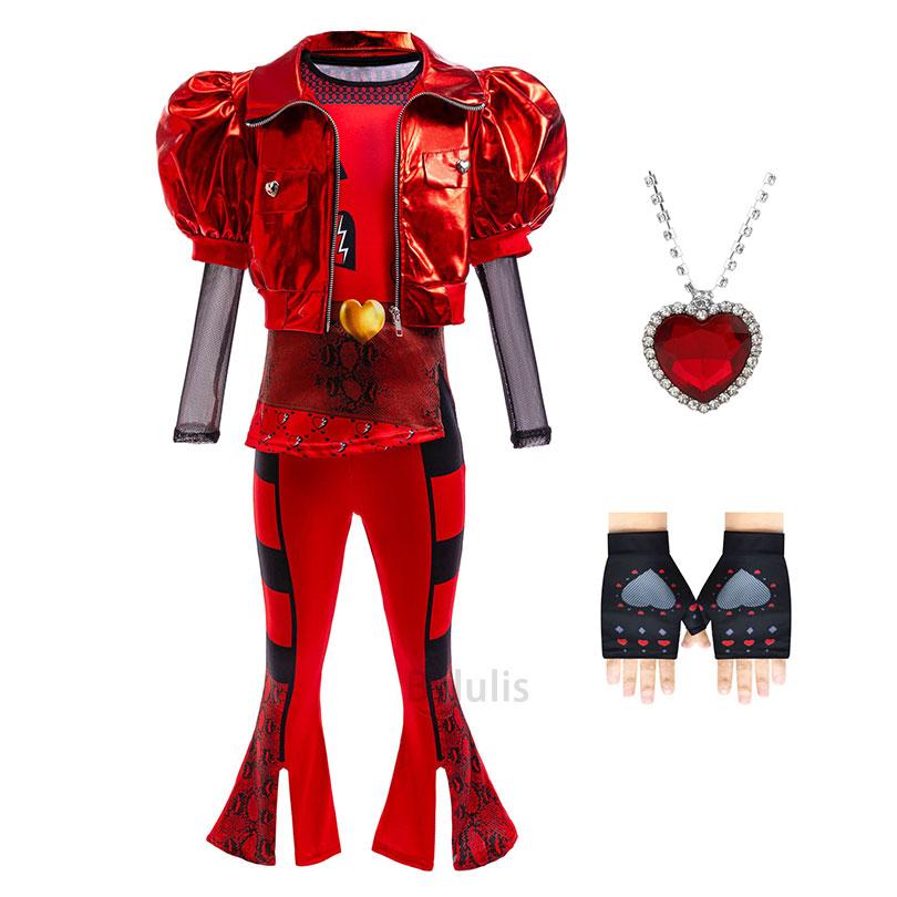 The Rise of Red Costume D-Descendants 4 Halloween Dress Up Cosplay Girls Leather Suit Birthday Party Halloween Costume