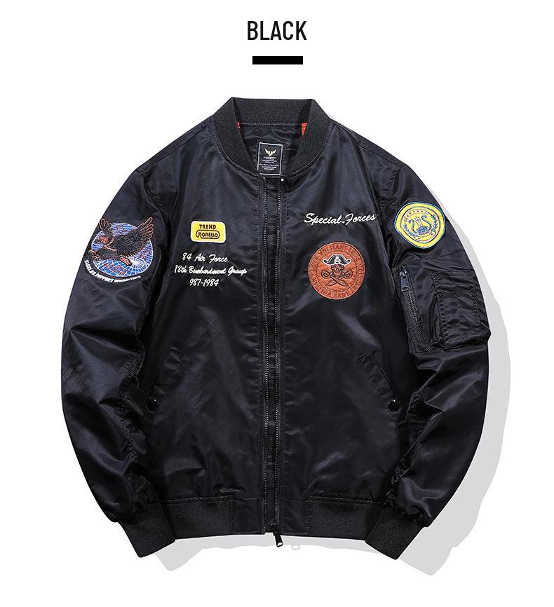 MA1 Air Force Bomber Jacket: Airplane & Tiger Embroidery, Plus Size, Workwear Outerwear