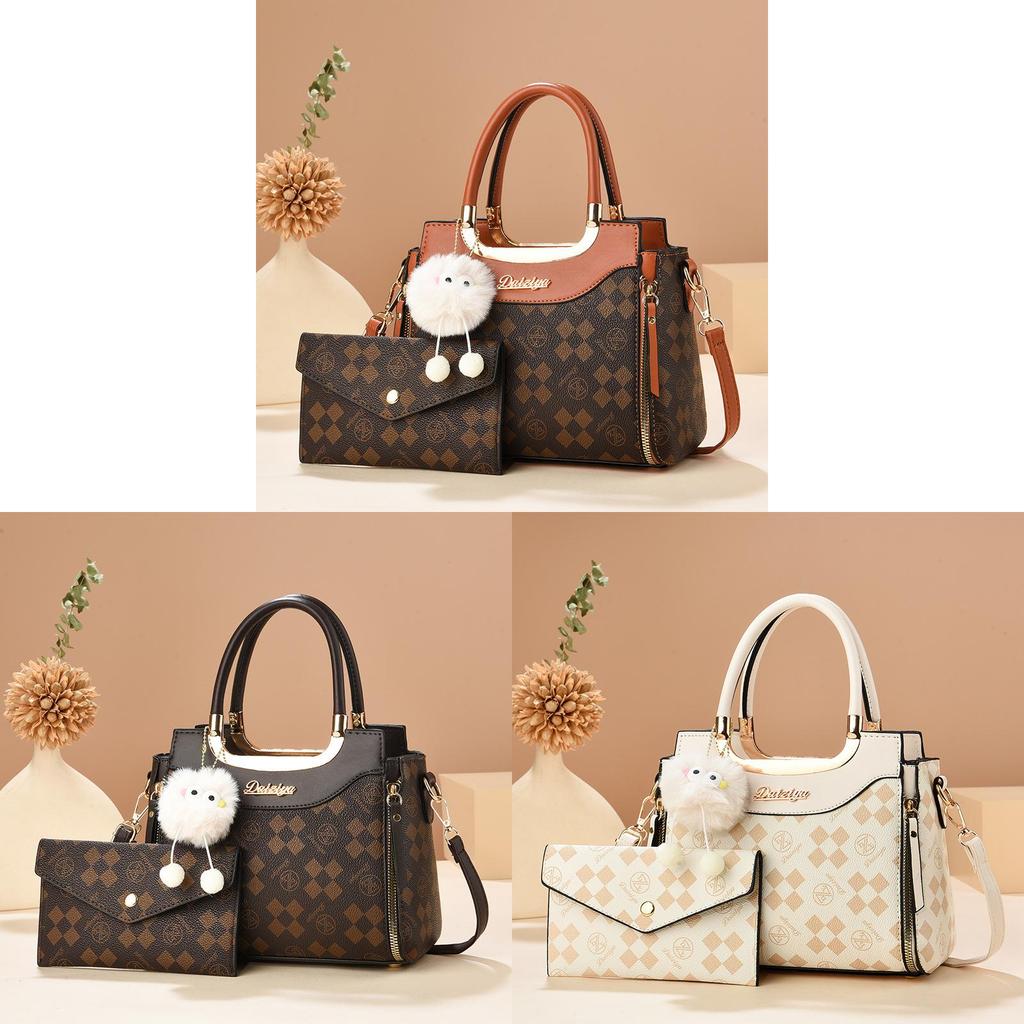 Urban Minimalist Tote Bag Pu Material With Print Contrast Color For Daily Use