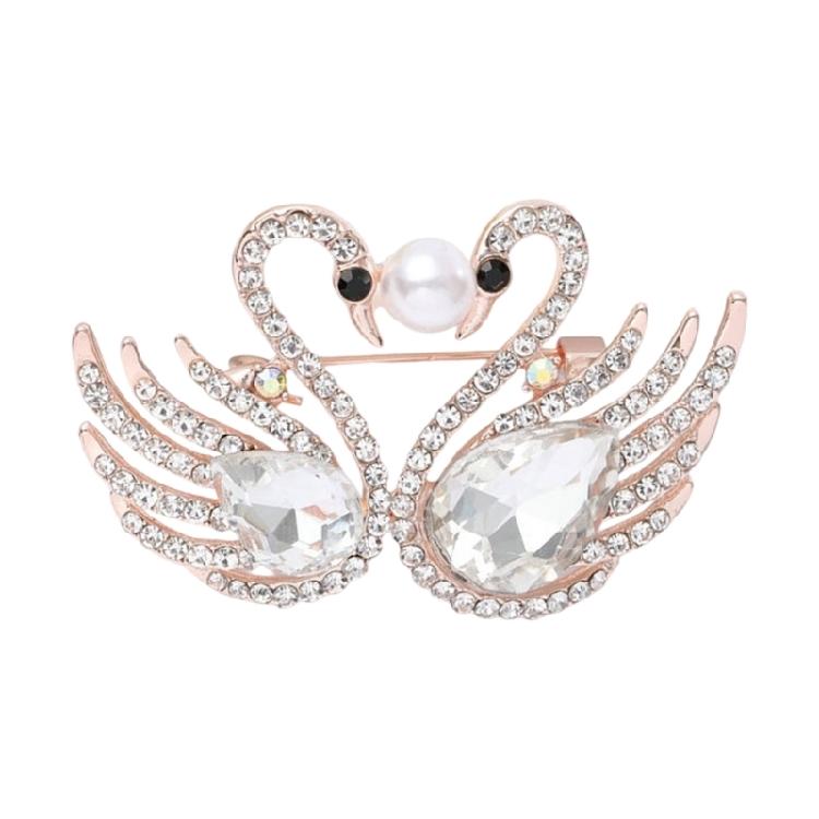 Elegant Small Swan Brooches with Rhinestones Unique Swan Pin Unisex Pins Alloy Texture Suitable for Fashionable Outfits