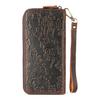 2025 Men's Genuine Cowhide Clutch Wallet Vintage Embossed Multi-Card Slots Wrist Strap Ready Stock Luxury Long Wallet