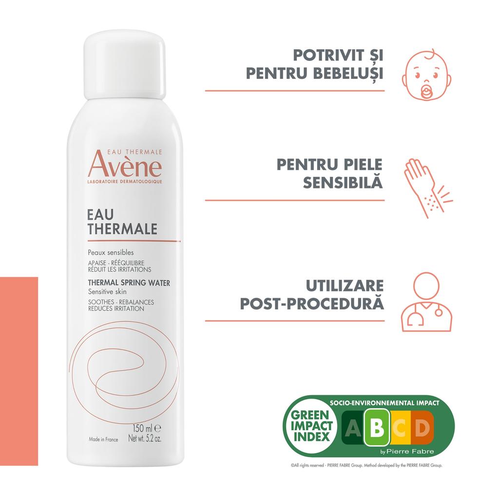 Avene Thermal Spring Water Spray for Sensitive Skin, Soothing & Hydrating Facial Mist, 150ml