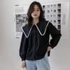 Early Autumn Retro Peter Pan Collar Long Sleeve Women's Temperament Bubble Sleeve Off-White Shirt