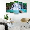 Five Piece Picture Canvas Print Waterfall Mountain Forest Nature