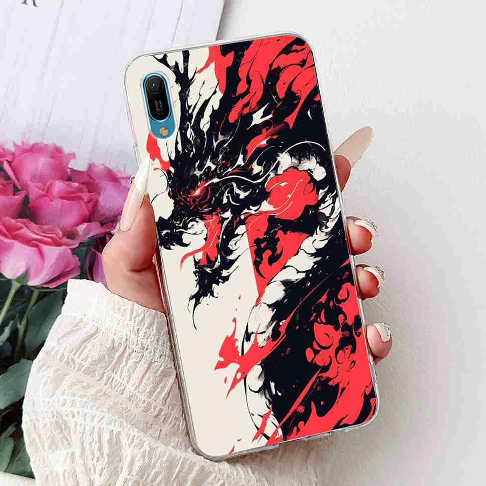 For Huawei Y6 Pro 2019 MRD-LX2 Case Fashion Flower Love Silicone TPU Shockproof Cover For Huawei Y6Pro Y16 pro 2019 Phone Cases