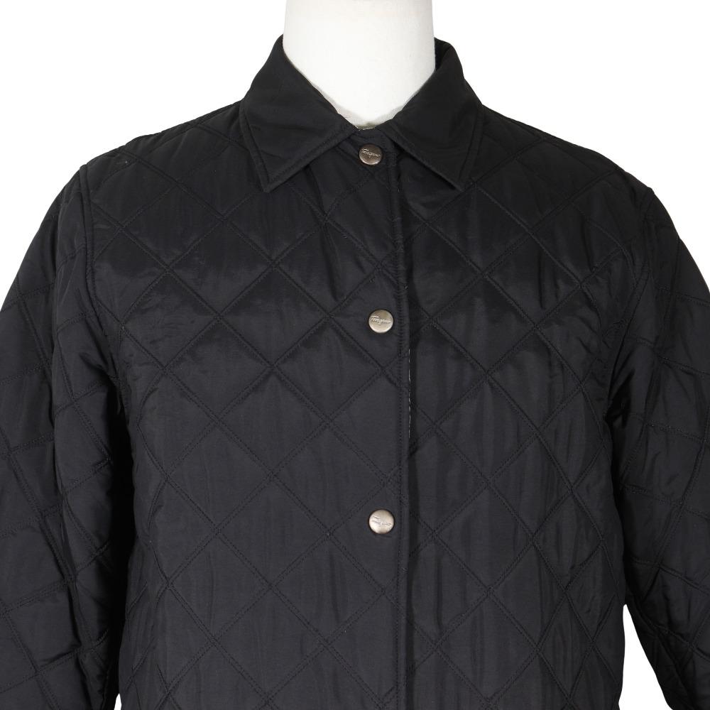 Salvatore Ferragamo batting quilting Stainless collar coat black polyester/Nylon Women Used