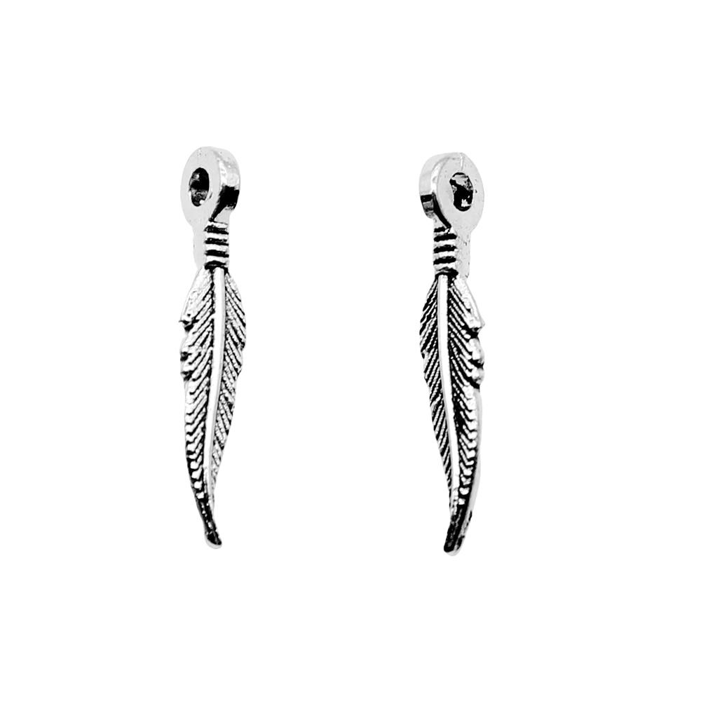 

40шт подвески с перьями античное серебро цвет цинковый сплав 3х16мм