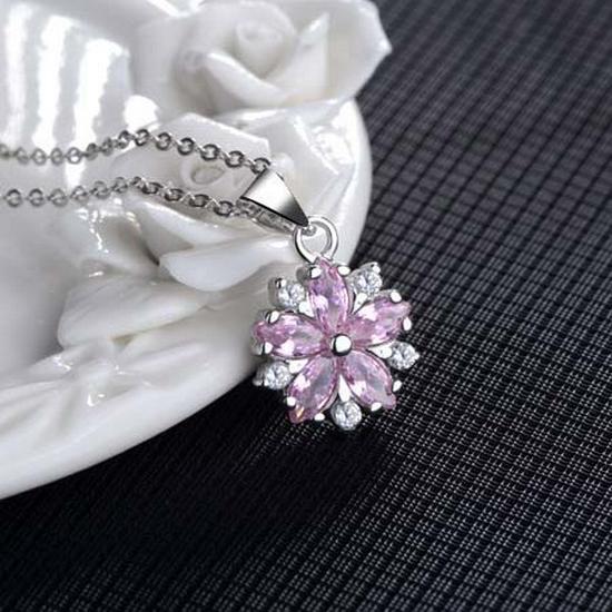 Pink Cherry Blossom Clavicle Pendant Necklace