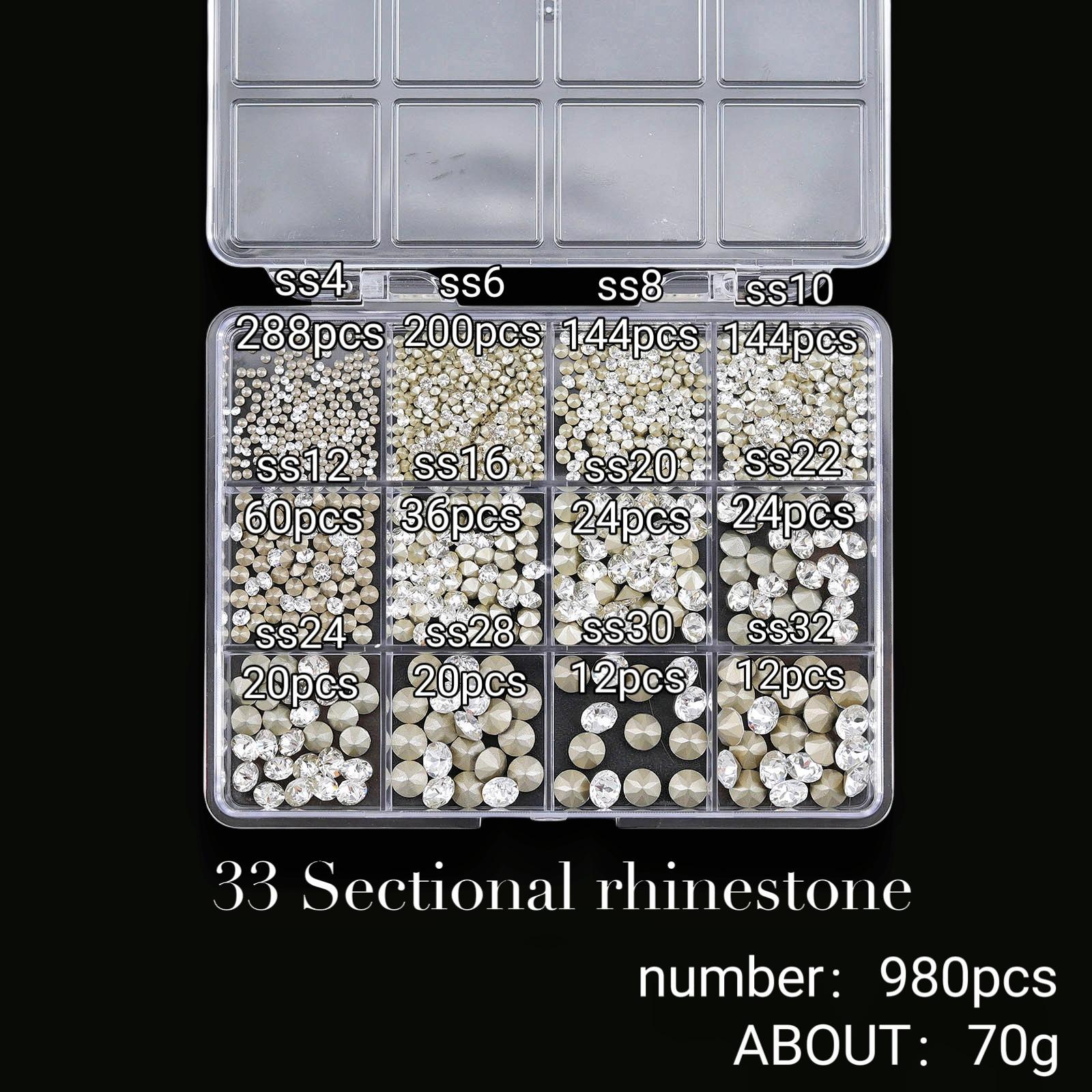 

Коробка зі стразами для нігтів з 12 сітками. Набір ювелірних виробів для нігтів із плоским кришталем і діамантами спеціальної форми для нігтів. 12 grid square box