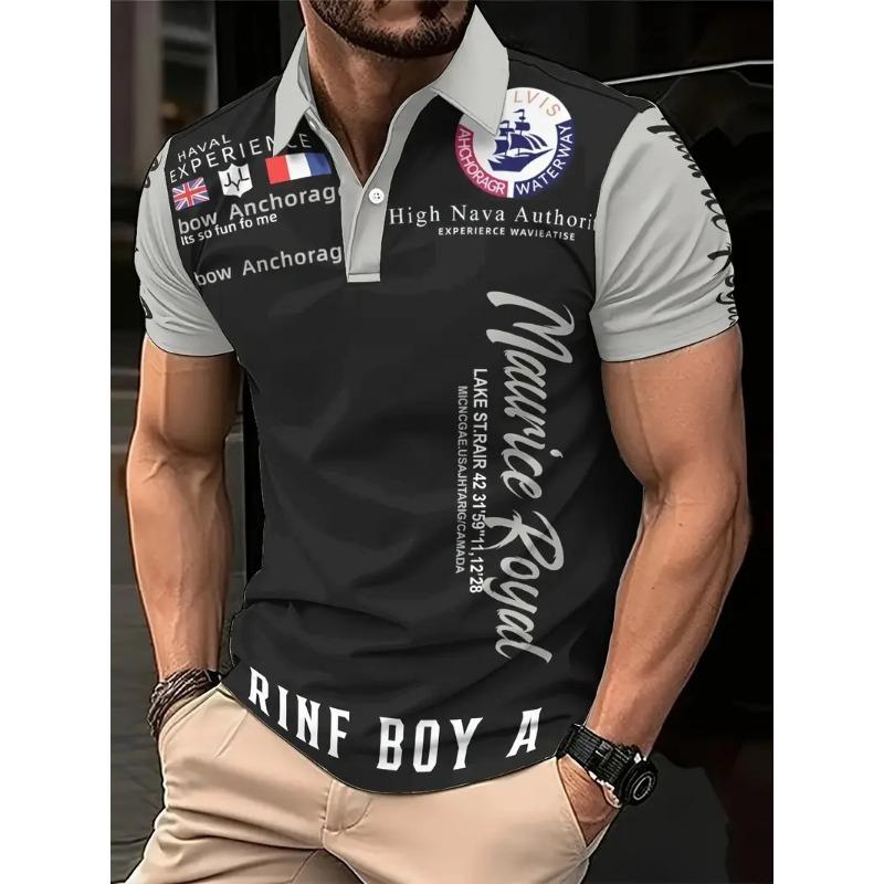 Summer New Casual Men's 3D High-quality Short Sleeved Button Polo Shirt